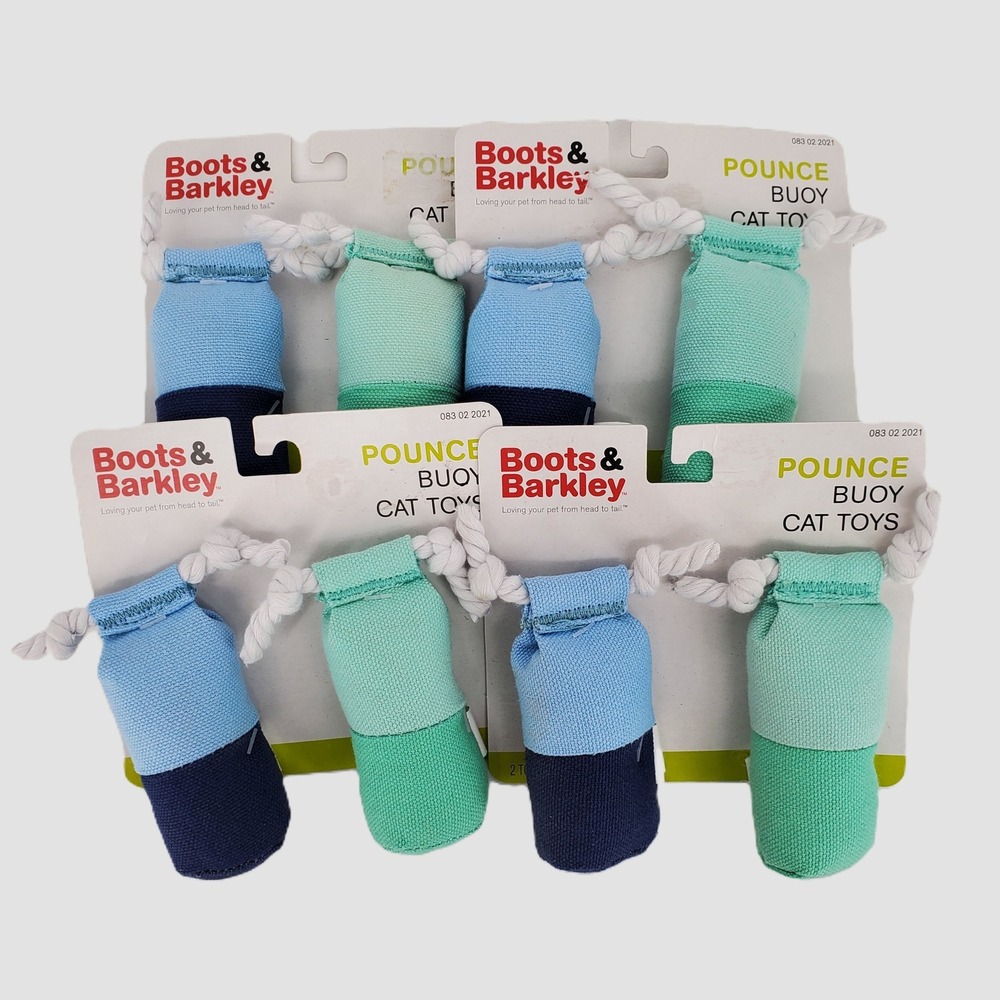 Boots & Barkley Pounce Buoy Cat Toys Blue Teal Nautical Rope 4 Packs 8 Toys New
